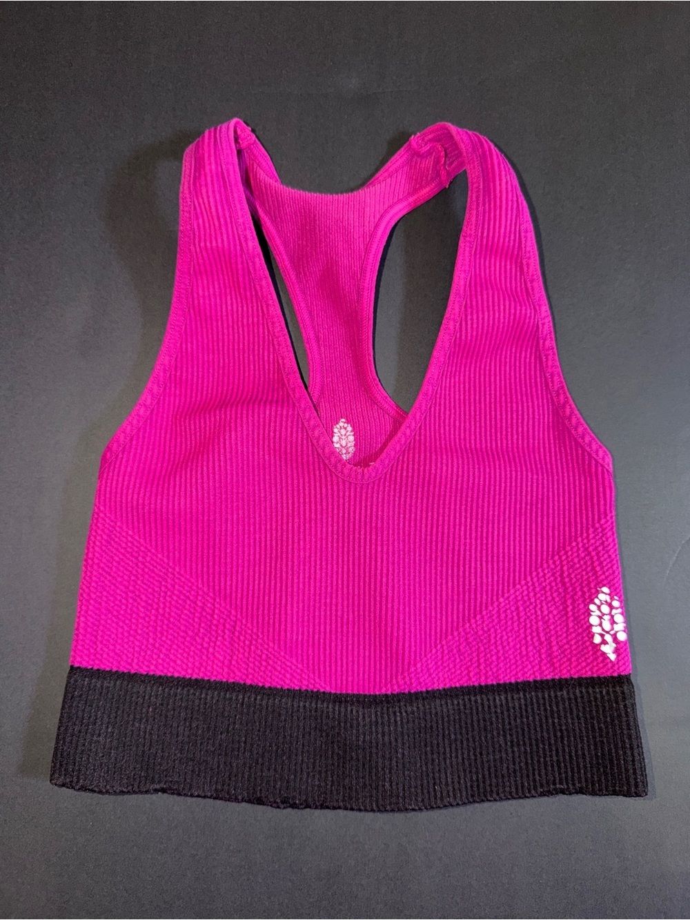 Free People Movement Seamless Racerback Crop Tank - Hot Pink with Black Band